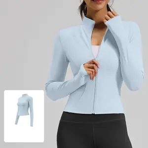 Women's Heavyweight Cotton Sporty Sports Top - Spring & Autumn Long-Sleeve Slim-Fit High-Elastic Compression Jacket for Running, Fitness Yoga, Sporty Sports Tops