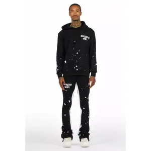 Raffer Black/White Hoodie/Super Stacked Flare Pant Set