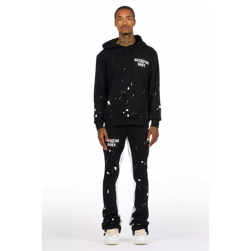 Raffer Black/White Hoodie/Super Stacked Flare Pant Set