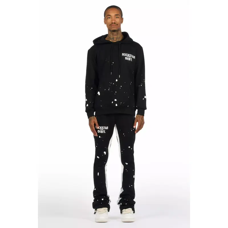 Raffer Black/White Hoodie/Super Stacked Flare Pant Set