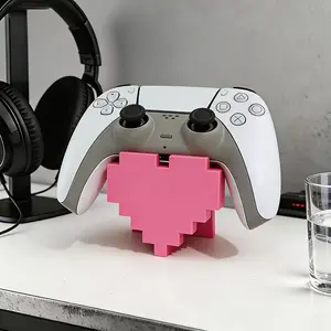 1pc Vintage Heart-Shaped Game Controller Display Stand for PS5/4 - Stable Base to Prevent Drops, Pixel Art Style Desktop Shelf Decoration, Compatible with Modern Gaming Spaces, Perfect Companion for Gaming Enthusiasts (Stand Only)