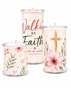 Walking By Faith Wrap Set for Wrap A Candle Bases | Christian Inspirational Décor | Reusable Candle Wraps