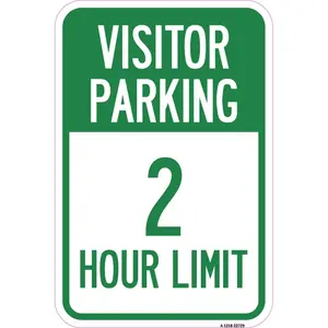 SignMission  12 x 18 in. Aluminum Sign - Visitor Parking Sign Visitor Parking 2 Hour Limit