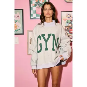 GYM & BED' Print Reversible Mockneck Sweatshirt