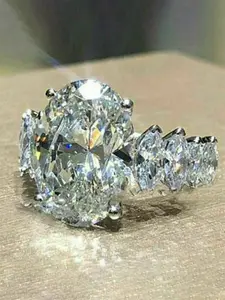 1 PC Luxury Cubic Zirconia Solitaire Ring For Women For Valentine's Day Gift Wedding Anniversary Party Jewelry