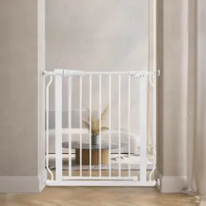 Safety Gate for Baby and Pets, Child Proof Fence for Doorways, Stairways, Hallways, 29.1" to 33.8" Opening, 30" Height, White
