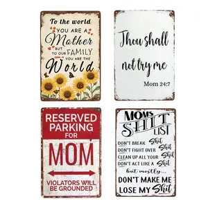 4-Pack Vintage Metal Tin Signs for Mom - Funny Mother's Day Wall Decor Set Including, Rustic Wall Art, Perfect Gift for Mom, Kitchen/Home Decor