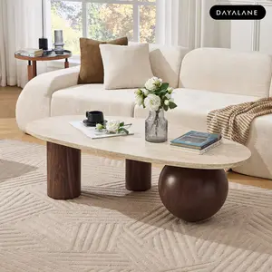 [SummerVibes]DAYALANE Eden Modern Coffee Table For Living Room Irregular Geometric Shape Coffee Table MDF & Glass