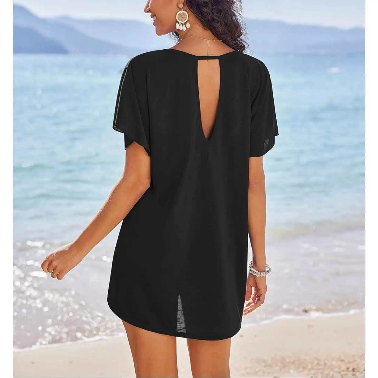 shirt dress beach cover up Button Down Cover Up Shirt Dress Bsubseach SteelBlue / One Size main image 0