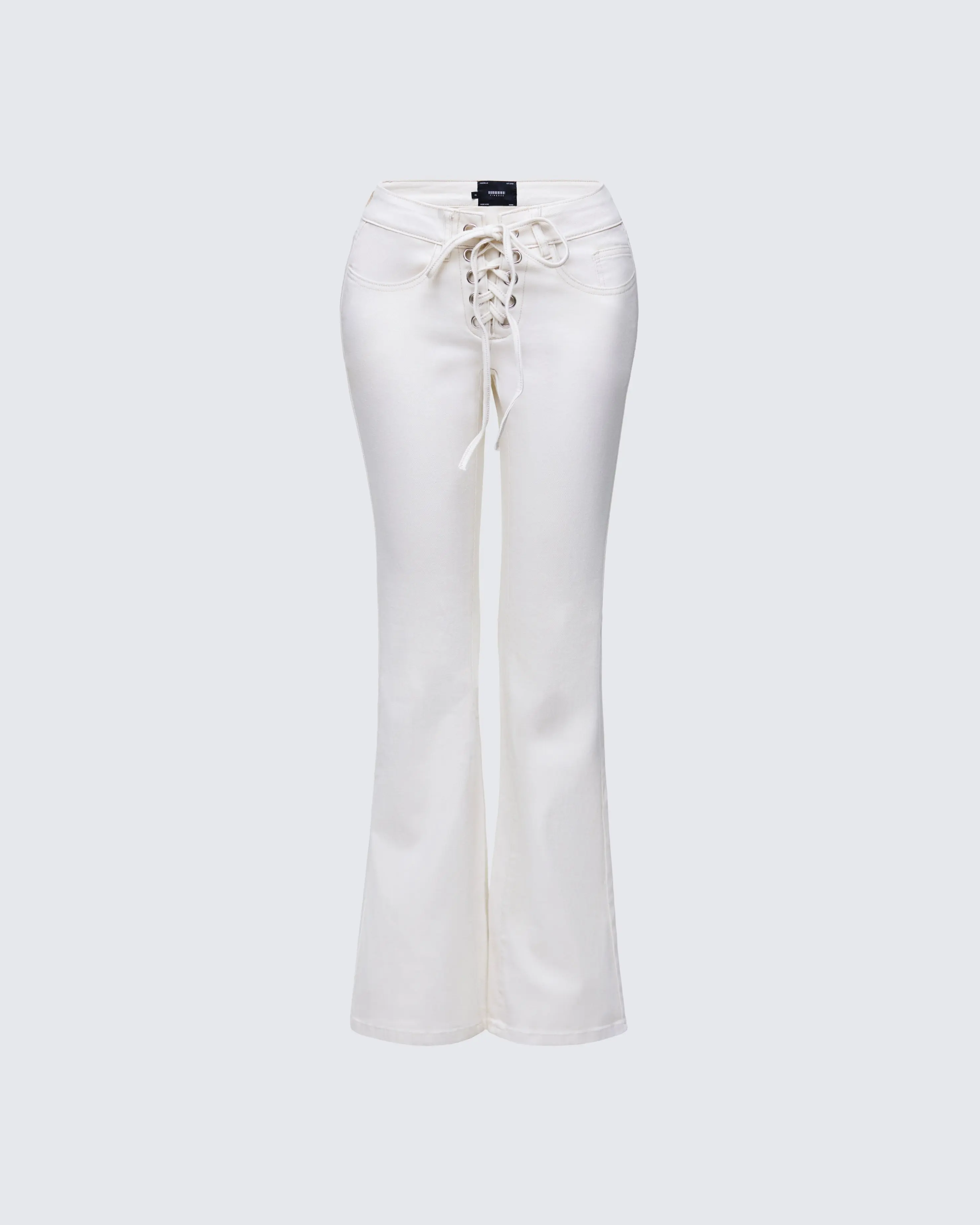 Abiola Ivory Denim Lace Up Jeans
