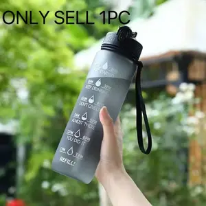 1000ML Sports Water Bottle Large Capacity Plastic Cup, Leak-Proof Portable Space Cup with Scale for Outdoor Running Cycling Fitness Drinkware