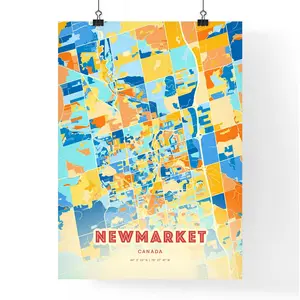 Colorful Newmarket Canada Blue Orange Fine Art Print Newmarket Canada City Map Customizable Poster Print Personalized Gift