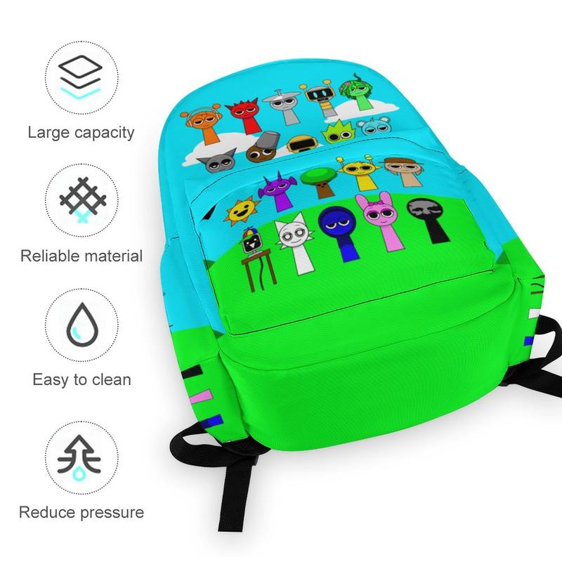 Sprunki Backpack Cartoon Cute Travel Backpack Lightweight for game fans