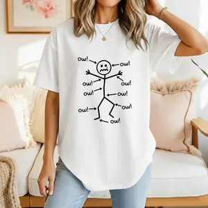 Humorous Chronic Pain Awareness T-Shirt for Summer Casual Wear Round Neck Short Sleeve Machine Washable Casual Everyday Shirt