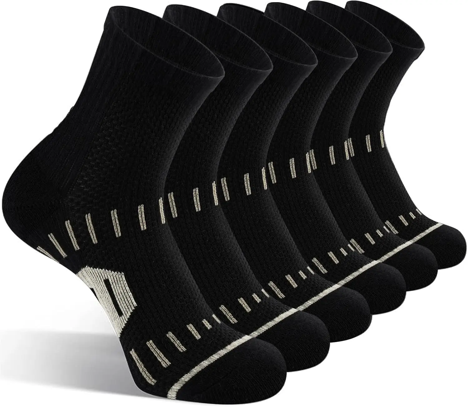 Copper Ankle Compression Socks for Men and Women(6 pairs), Breathable Arch Support Short Running SocksGift..