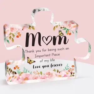 Delicate Acrylic Puzzle Gift for Mom – 3.9×3.3" Engraved Block, Perfect Birthday, Christmas, Mother’s Day Stocking Stuffer from Kids