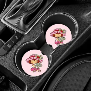 Strawberry Short Cake Car Coasters Set Of 2 Adorable Design For Car Use
