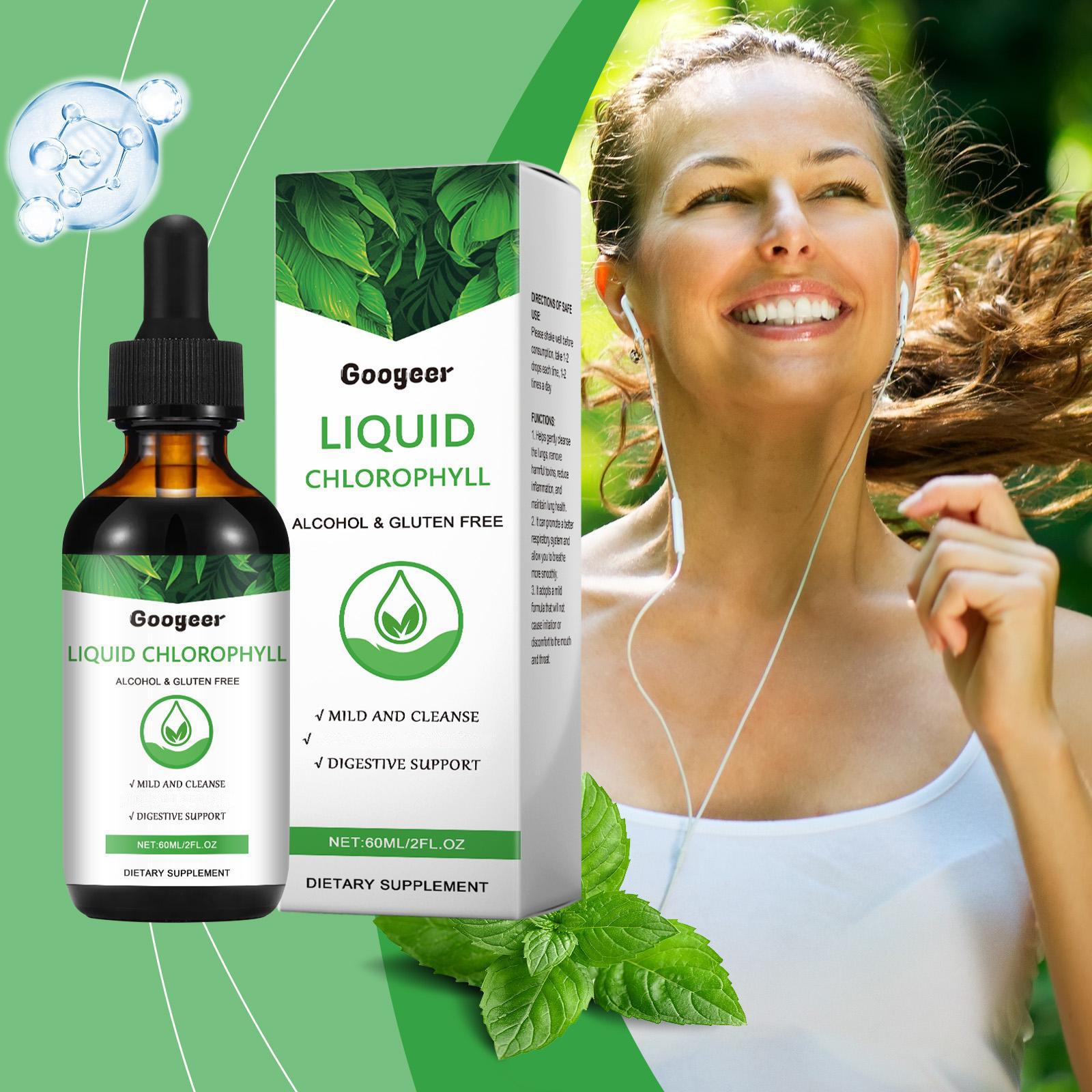 Googeer Liquid Chlorophyll Drops Healthcare Supplement - Natural Deodorant and Detox - Gut Support Healthcare Live