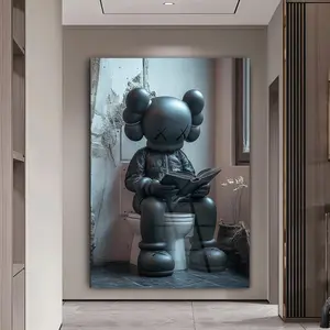 Kaws Bathroom Wall Art Tempered Glass Wall Art Kaws Gifts Kaws Wall Art Framed Kaws Bahtroom Decor Oversized Wall Art Framed Wall Art - No Frame
