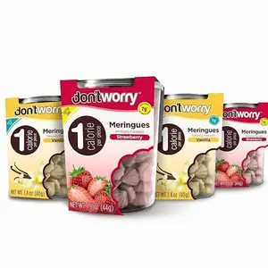 Don't Worry Keto Friendly Meringue Cookies - Strawberry & Vanilla Cookies, 4 Calorie Meringue Cookies, Low Carb Snacks, Healthy Protein Snacks - 4 Pack