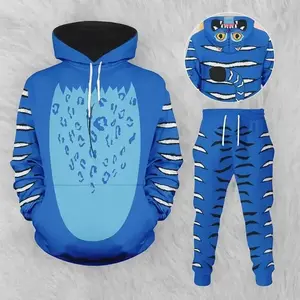 Youth/AdultBlueTigerCostumeHoodieandPantJoggersSet,CuteAnimalTracksuit,UnisexCosplayLoungewear,FunnyHalloweenGiftOutfit