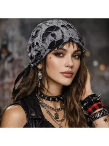 Liquid silver leopard print headscarf hip-hop trendsetter Y2K retro street bandana headband