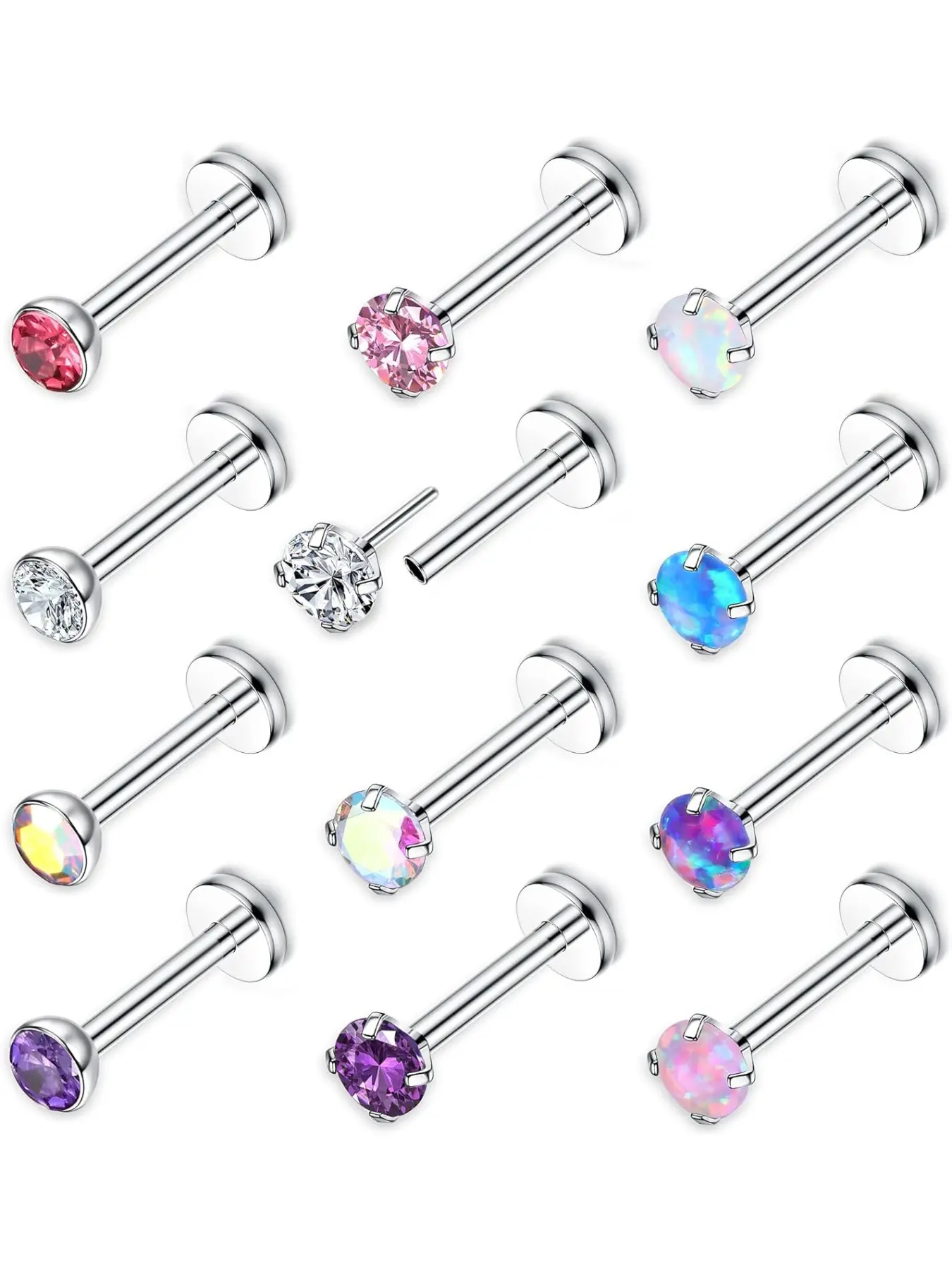 18G/20G Surgical Steel Labret Piercing Jewellery Threadless Push in Nose Studs Labret Stud Lip Piercing Tragus Stud Lip Bar Nose Piercing Medusa Helix Tragus Piercing Jewellery Nose Piercing Jewelry Nose Ring Jewelry Body Jewelry