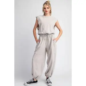 Mineral Washed Jumpsuit - BONE