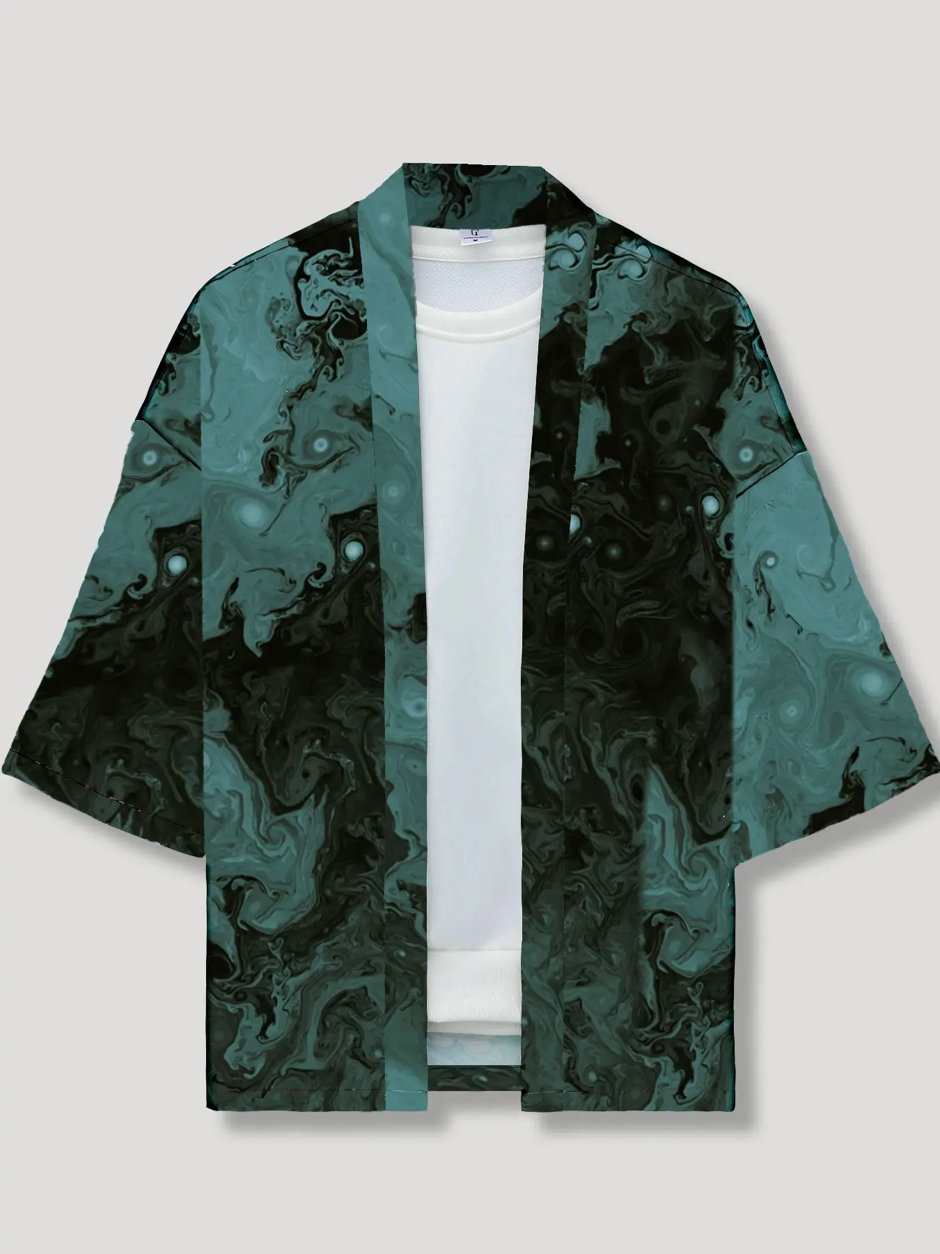Dark Fluid Gradient Kimono Top, Loose Fit Drop Shoulder, Open Front No Buttons, Daily Commute Wear, Japanese Style Fashion, Workwear, Traditional, Clothes, Casual Uniform Workwear
