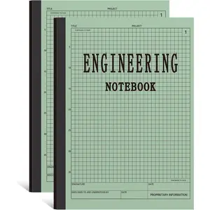 Engineering Notebook 120 Pages Grid Format 8.5" x 11" Paperback Graph Paper Composition Notebook Graph Notepads for Engineer Teacher Architect Designer Scientist(Green,2 Pcs)