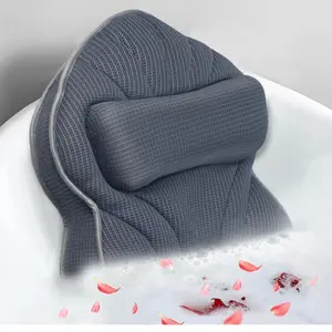 Bath Pillow with Neck, Back, and Head Support for Bathtub, Spa, and Soaking - Gray (19''x15'')