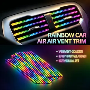 Car Air Vent Trim Strips Universal Fit Car Interior Decor Accessories Easy Install Colorful Air Conditioner Vent Decoration Cool Car Gadget for Car Lovers & Styling Enthusiasts