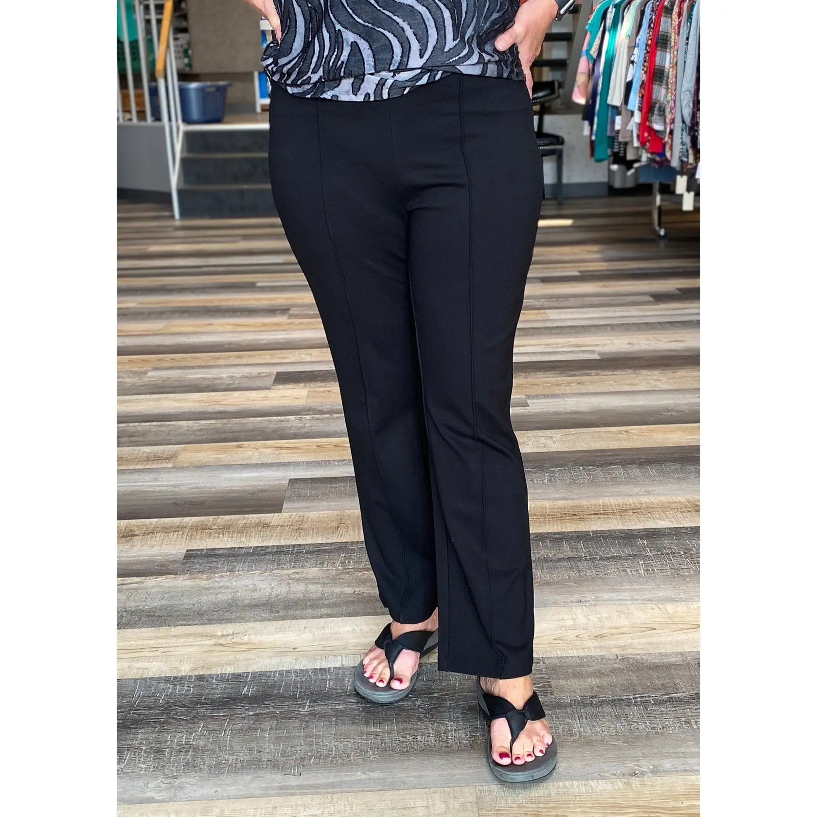 PANT *PETITE* PONTE PINTUCK FLARE