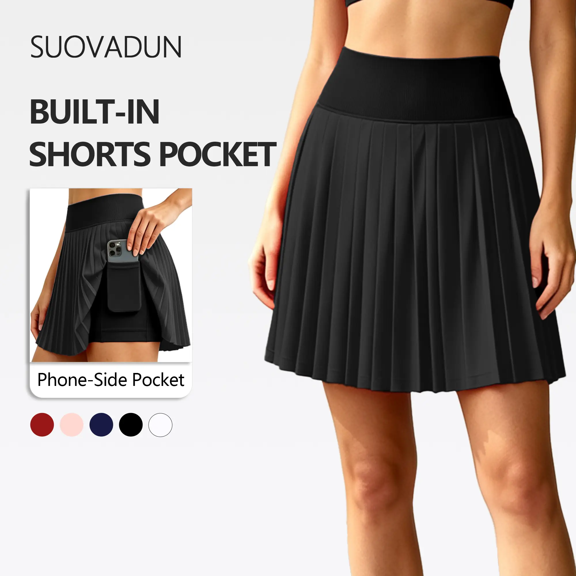 Women's Pleated Active Skort, All-Seasons High Rise Mini Skirt with Built-in Shorts, Sporty Chic Pull-On Design for Tennis & Golf,back to school,back to school haul
