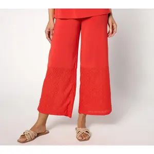 Attitudes by Renee Regular Como Jersey Relaxed Leg Eyelet Pants