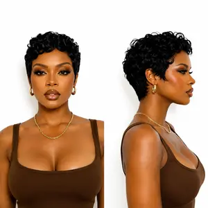 Natural Bomb Curly Pixie Cut Wig for Black Women | Brazilian Virgin Human Hair Short Layered Style | Soft, Easy-to-Style #SummerVibes #PixieCut #CurlyHair