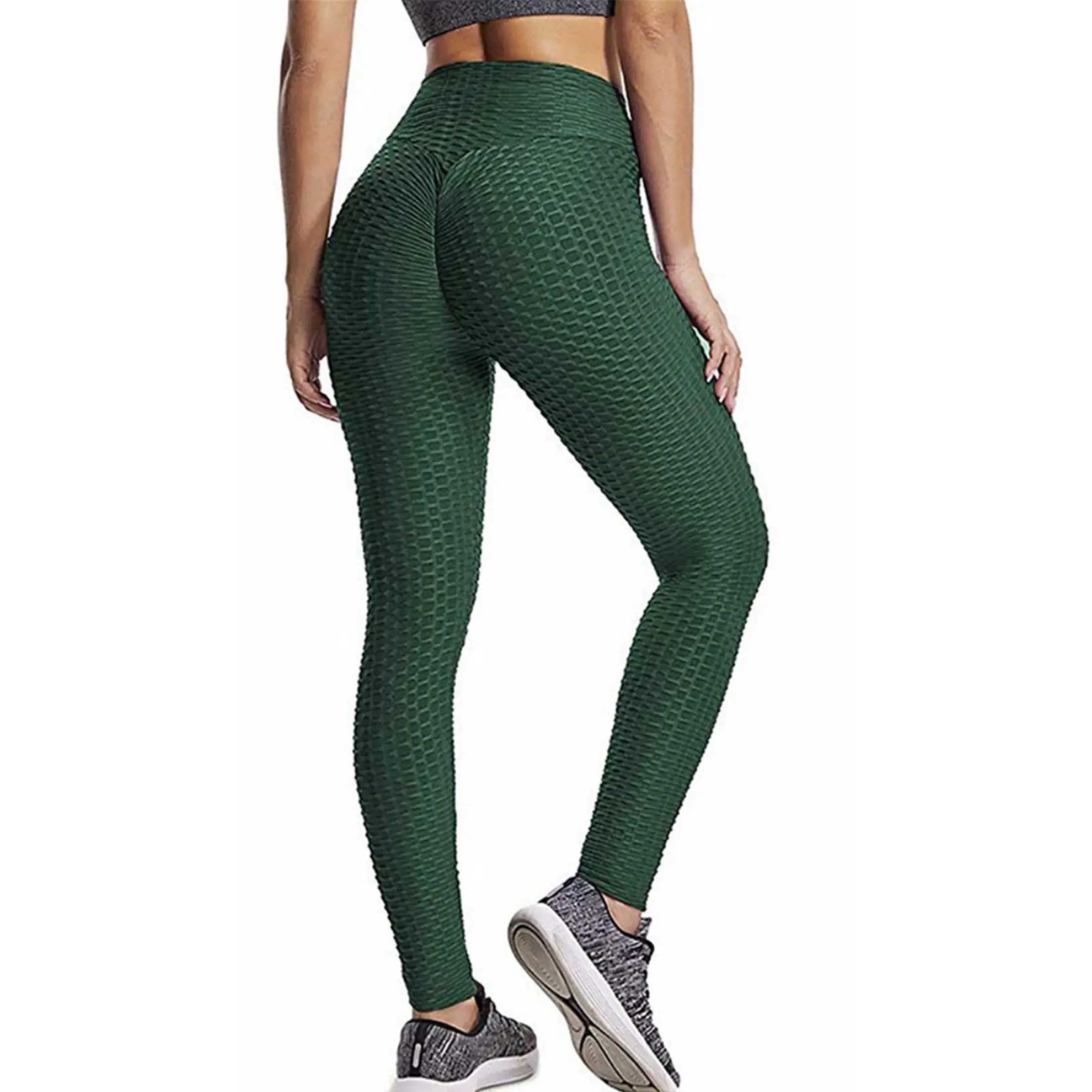 Women's Ribbed High-Waisted Workout Leggings with Pockets - Single Jersey Fabric, All-Season Comfort for Fitness & Daily Wear, Female