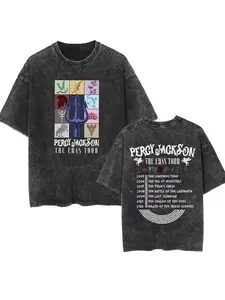 2026 Camp Half Blood Long Island Sound Print T Shirts Percy Jackson Vintage Washed T-Shirt Men Women High Quality Short Sleeve TShirt