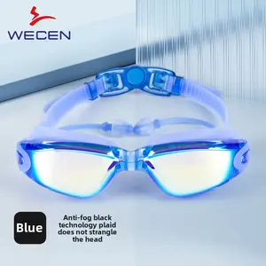Electroplating swimming goggles with degree adult anti-fog swimming cap anti-ultraviolet high definition silicone colorful
