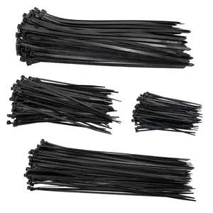 Plastic Zip Tie Bundle Pack 4" 8" 14" Standard & Heavy Duty 100 of each size for Organizing and Securing Cables