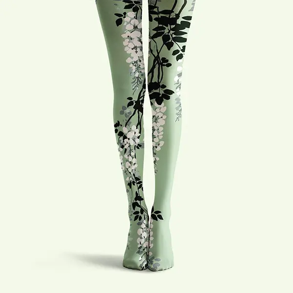 Viken Plan Plant Print Tights Personality Pantyhose/Tights [Spring Vine]