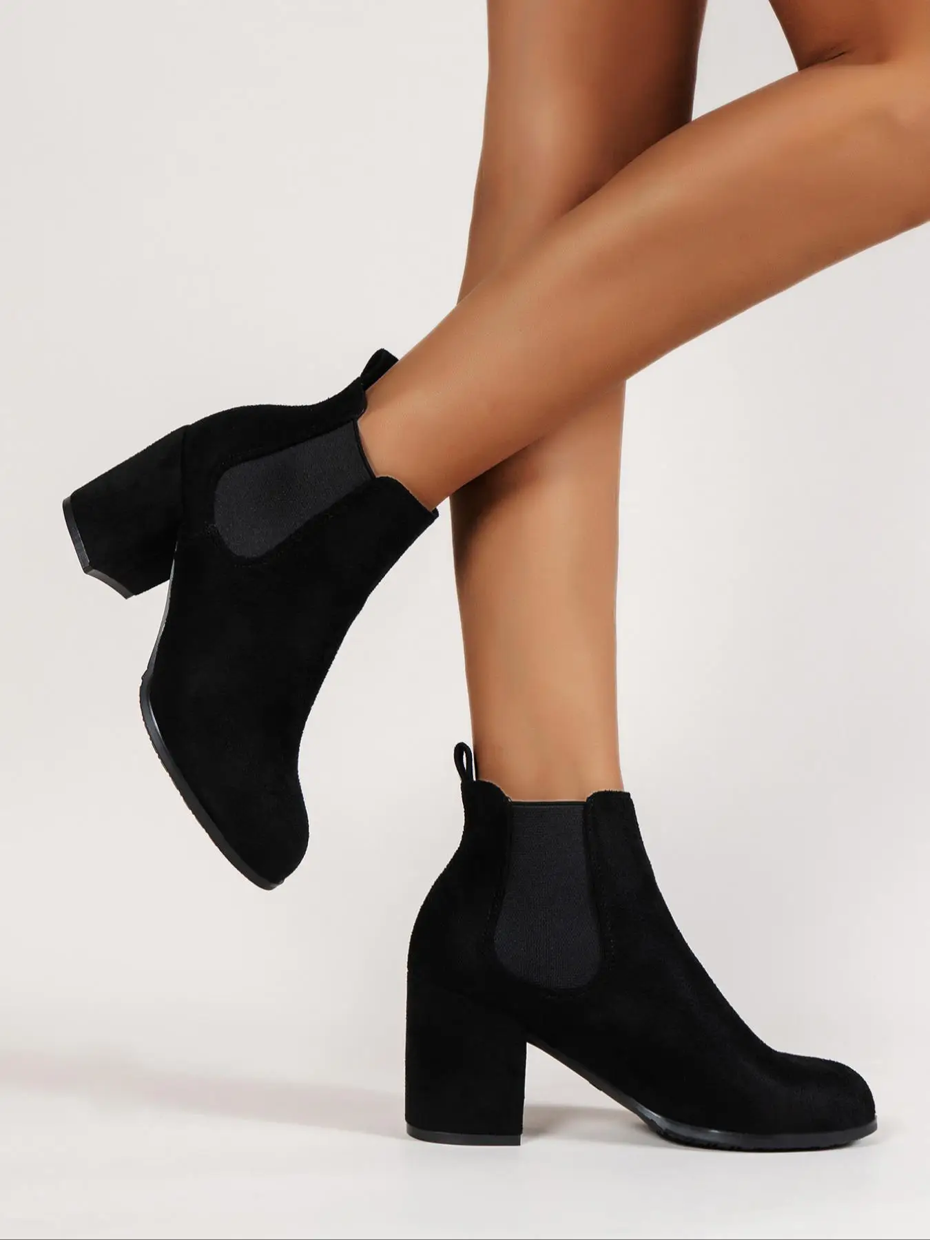 Women's High Heel Comfort Walking Shoes for School, Fall Women's Elegant Solid Color Toe Round Boots for Party, Daily Clothing Decor, Trendy Fashionab