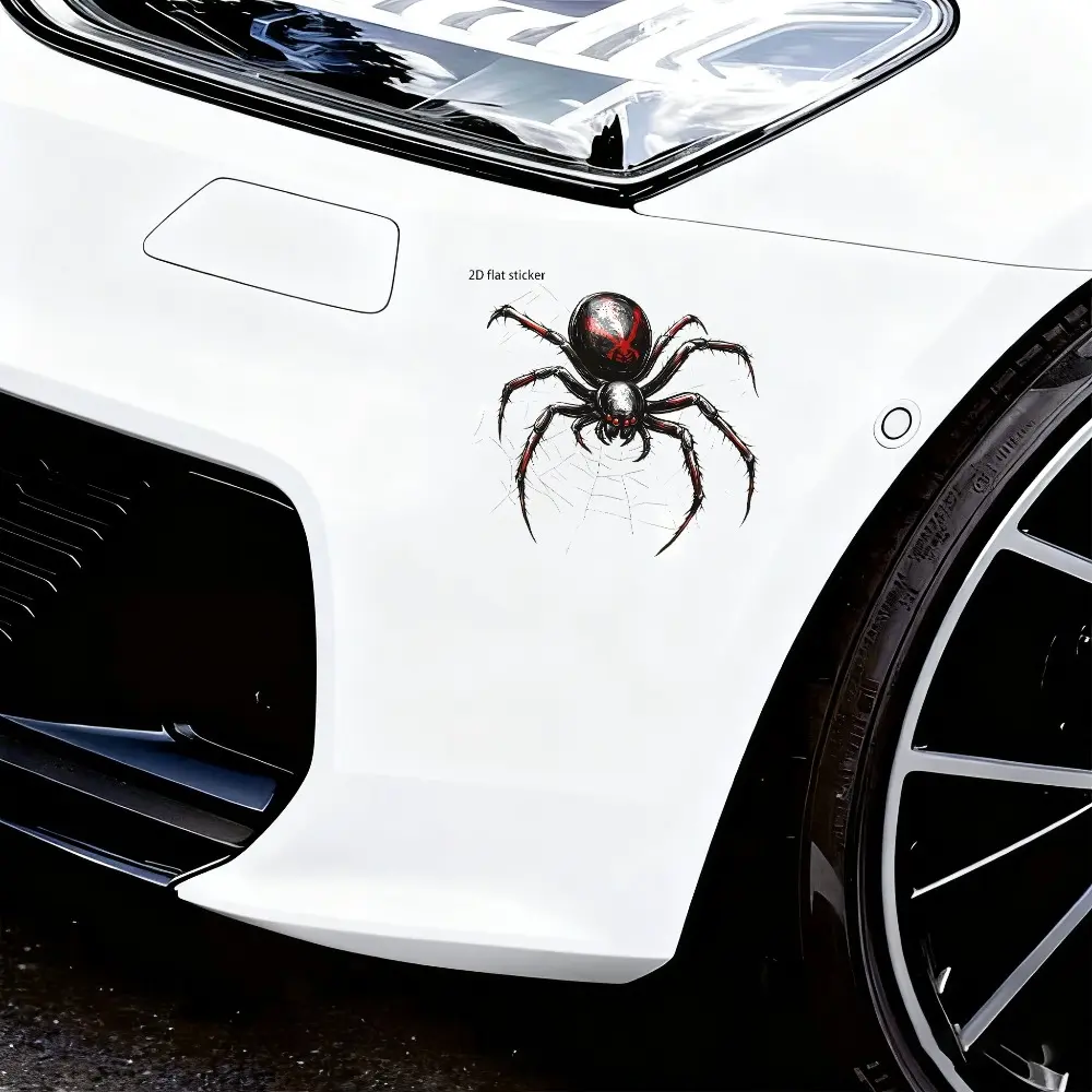 1PC Eye-Catching Dark Black Widow Spider Car Sticker, Sticker For Cars, Backpacks, Notebooks Car Truck Decal Black Widow Red Hourglass + Red Eyes + Spider Web Decor Fills With Dark Hardcore Cool Vibe Car Decals