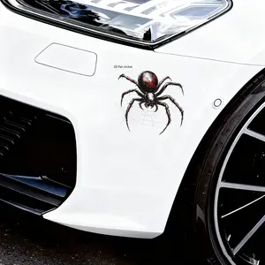 1PC Eye-Catching Dark Black Widow Spider Car Sticker For Car Body, Backpacks, Notebooks Black Widow Red Hourglass + Red Eyes + Spider Web Decor Fills With Dark Hardcore Cool Vibe Easily Grasp Dark Thriller Trend Style