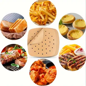 50pcs/set, Air Fryer Parchment Paper, Square Air Fryer Liner, Disposable Steamer Paper, Perforated Parchment Paper, Filter Paper, Restaurant Baking Paper for Air Frying Pot, Oven, Steamer