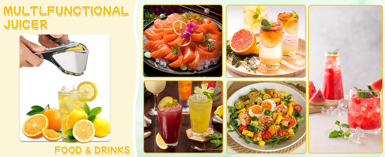 1/2 PCS Stainless Steel Lemon Juice Squeezer - Clean Manual Citrus Juicer, Manual Lemon Squeezer, Manual Lemon Juicer, Handheld FruitJuicer for Fresh Juice Lemon, Lime, Orange, Durable Compact Easy, Dishwasher SafeKitchen Gadgets