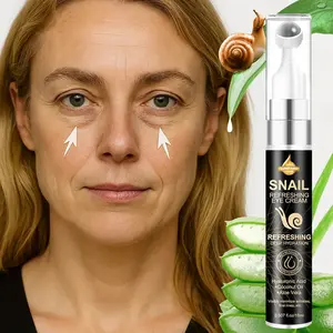 Snail Extract Eye Cream, Deep Hydration, Fades Fine Lines, Tightens Eyelid Skin, Contains Collagen, Coconut Oil, Aloe Vera, Soothing Moisturizer