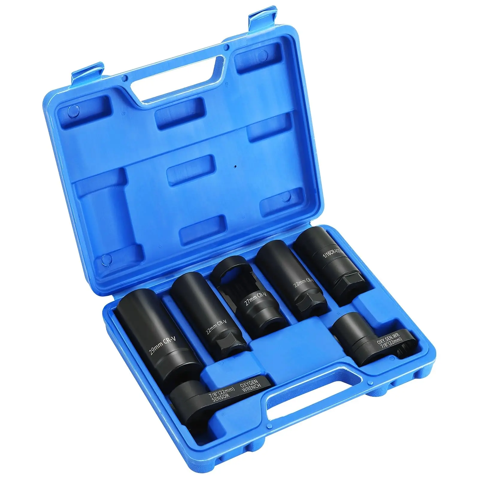 7Pcs Master Oxygen Sensor Socket Set - 22mm,27mm,29mm Sizes with 1/2" & 3/8" Drive for Sensor Removal (Standard Hand Tool for Tools & Hardware)