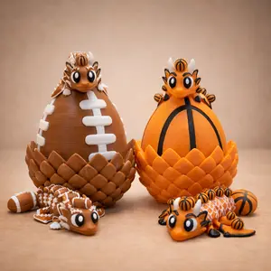 Basketball American Football Dragon Egg Collectible Set Desk Decor Sports Fantasy Room Decor Gamer Setup Accessories for Boys Kids Men Sports Fans Home Office Decoration Birthday Christmas Holiday Gift Idea, Two Piece Sets, Collectible Item