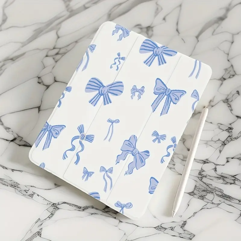 Blue butterfly pattern, with adjustable bracket and pen slot, foldable non-slip TPU protective case, suitable for iPad mini, iPad Air, iPad Pro/iPad 10th generation, 11th generation and other series of iPad protective cases
